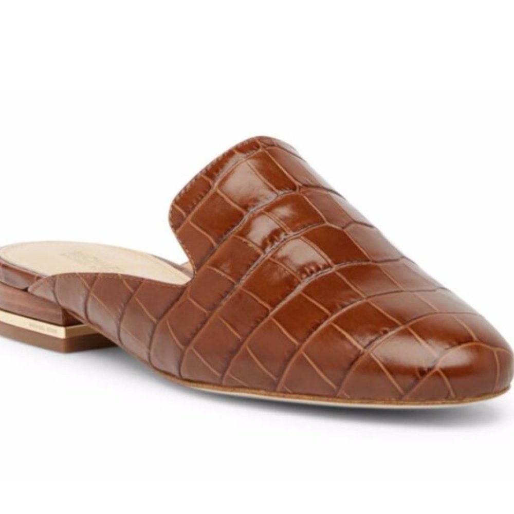 Michael Kors Natasha slide embossed croc leather